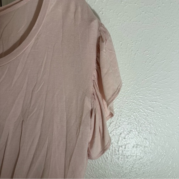 Light Blush Pink Ruffle Sleeve Top Blouse Target Medium Soft Flowy Tie Cropped - Picture 4 of 12